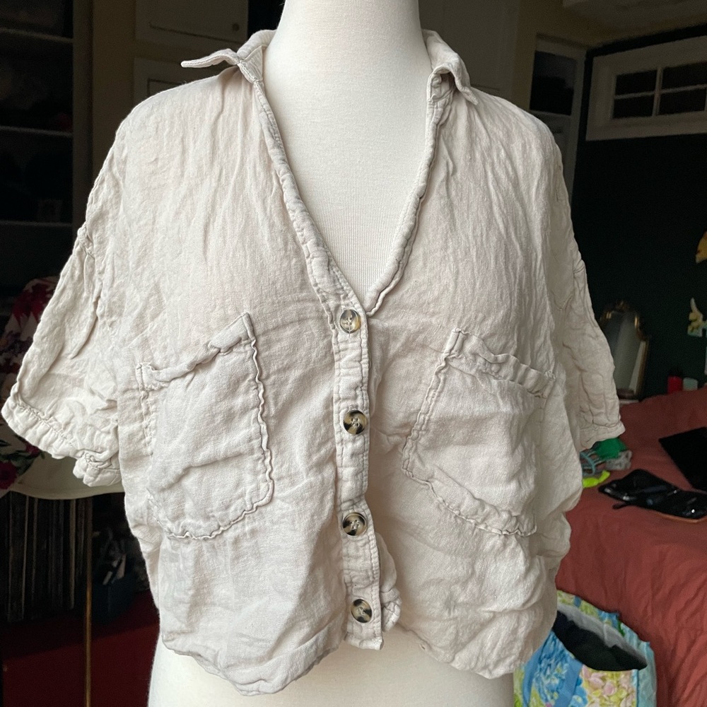Zara Cream Button-Down Women's Shirt